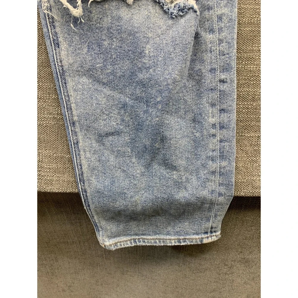 American Eagle Outfitters Curvy Mom Jeans Women 16 Blue Denim Stretch Distressed